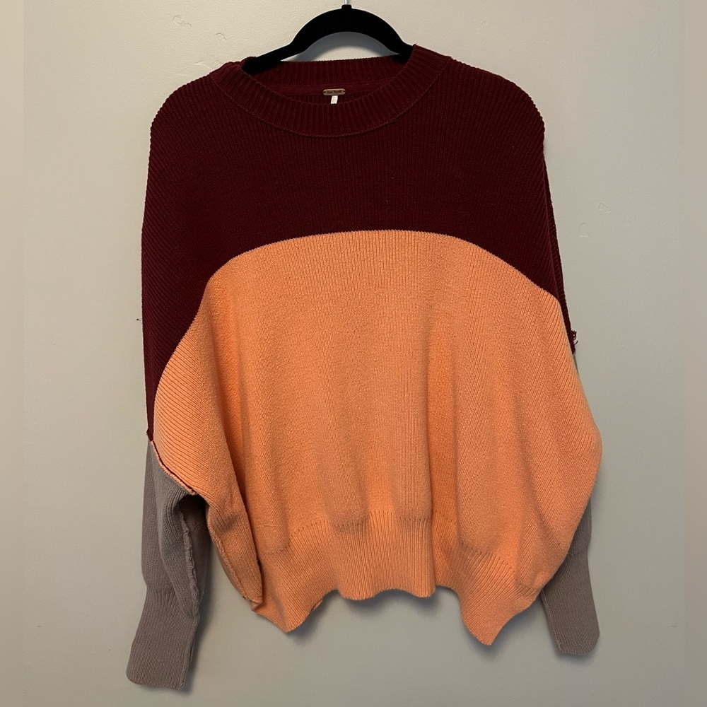 Free people Burgundy and Orange sweater